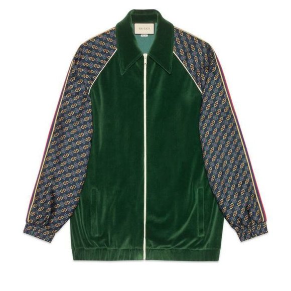 HOST PIC 🥳Gucci Bi-material Scarf Print Track Jacket - Green - Picture 1 of 11
